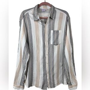IMA cotton striped long sleeve button up shirt, XL, gauzy Vacation Resortwear